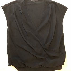 GIBSON Nordstrom black faux wrap blouse Petite XS